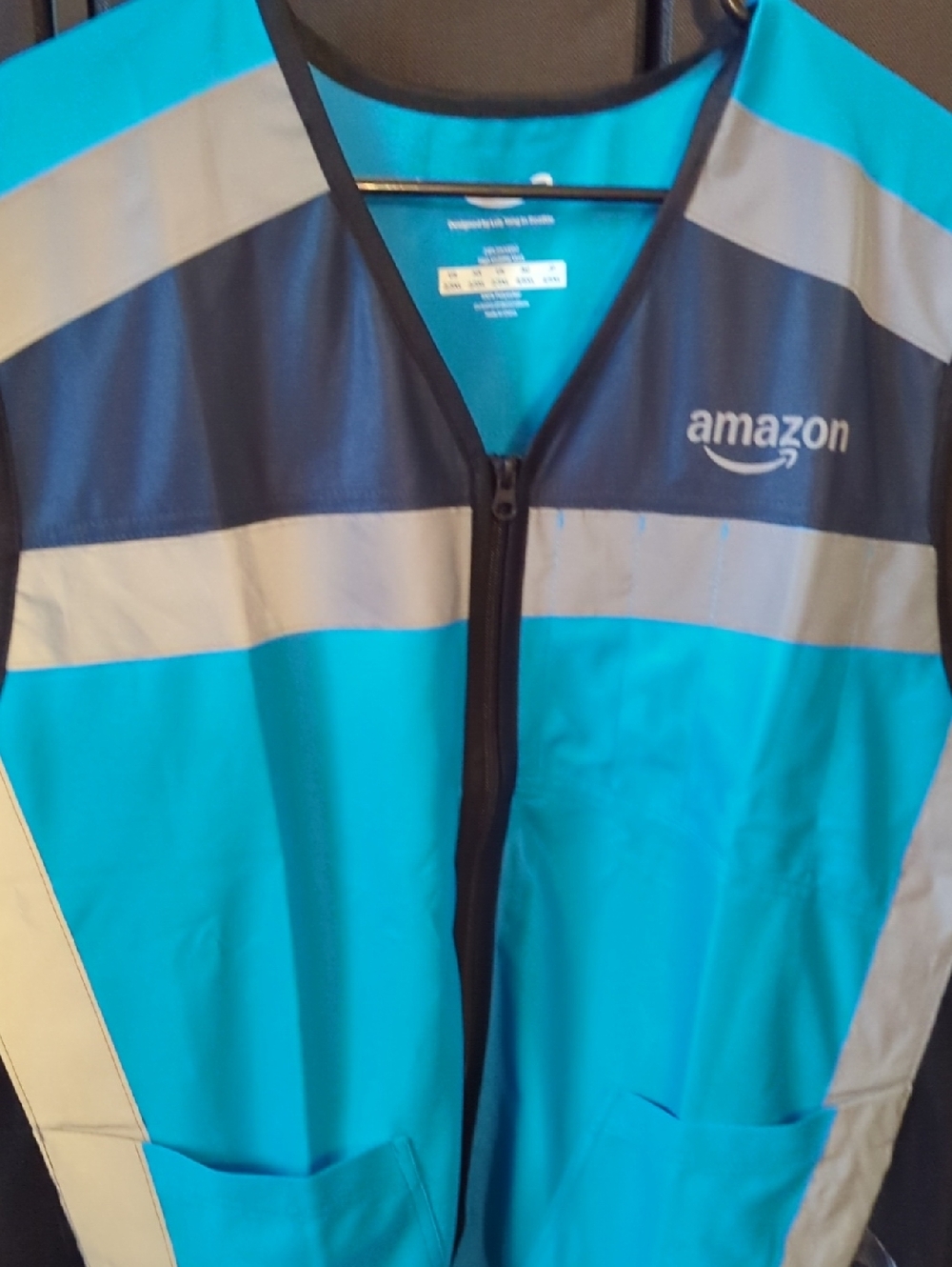 Amazon Teal and Navy Reflective Zip Vest Set with Cargo Black Pants Soft .